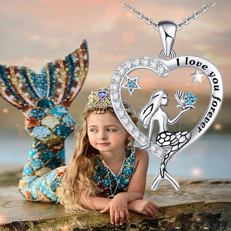 Mermaid and Butterfly Sterling Silver Necklace