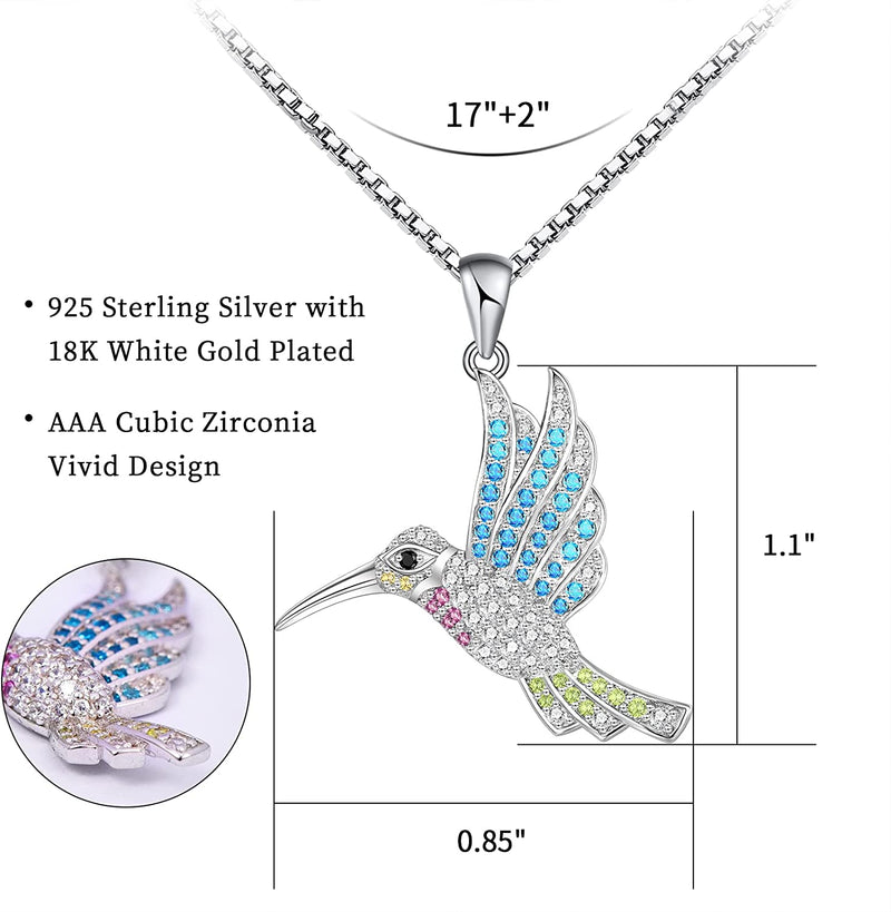 Colorful Hummingbird Sterling Silver Necklace