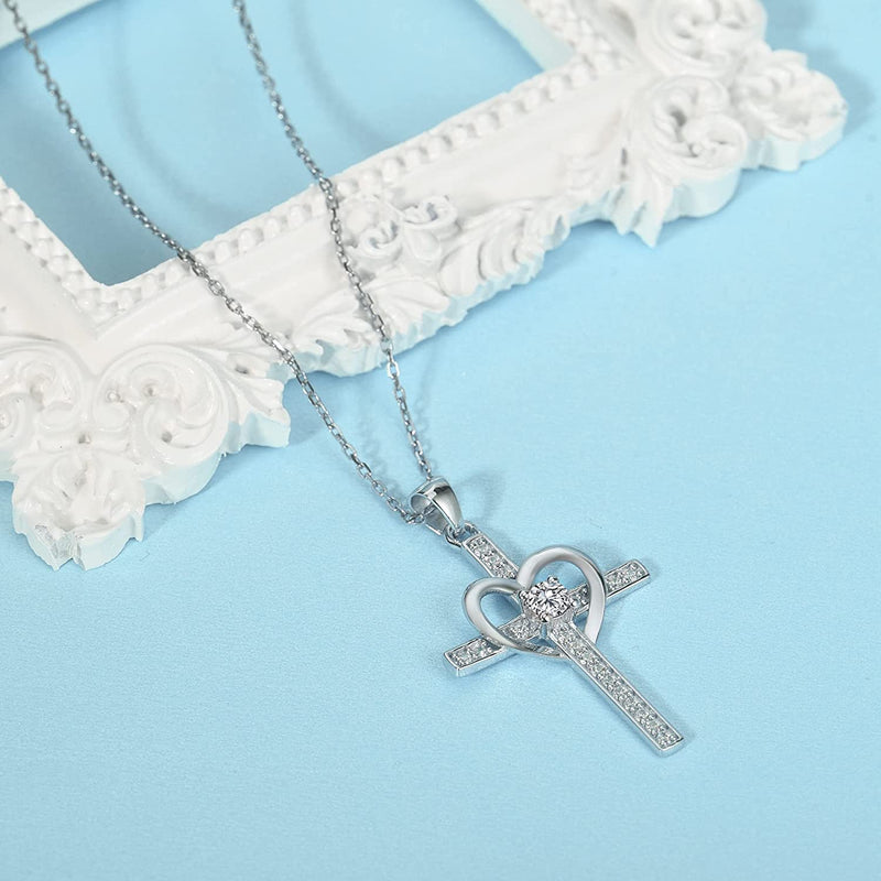 Cross Heart Sterling Silver Necklace