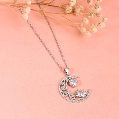 Cute Bunny Moon Sterling Silver Necklace