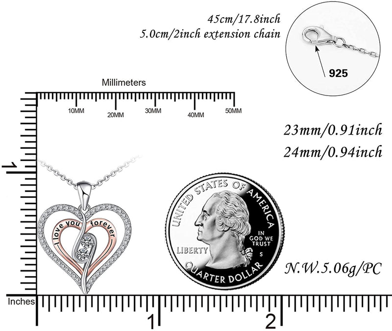 Double Heart With Double Zircon Sterling Silve Necklace