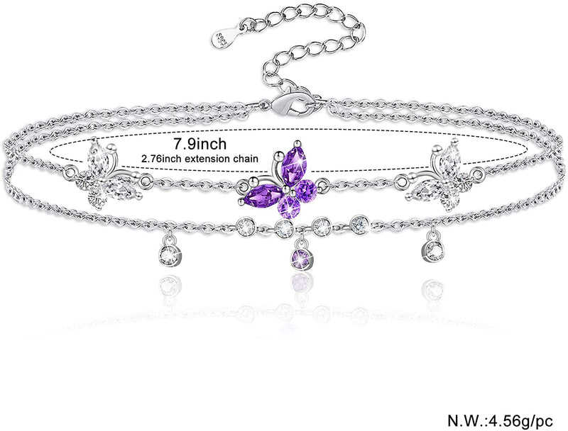 Butterfly Sterling Silver Anklet