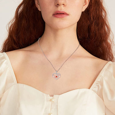 Rose Flower Heart Sterling Silver Necklace
