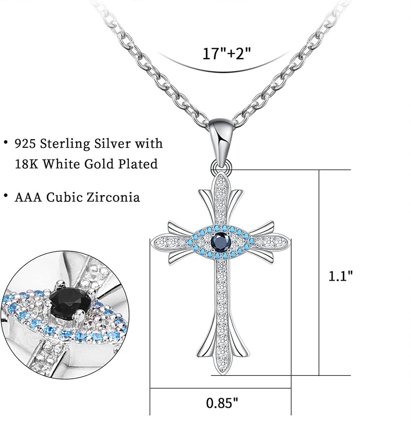 Evil Eye Cross Sterling Silver Necklace