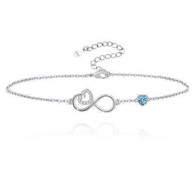 Love Heart Crystal Sterling Silver Bracelet