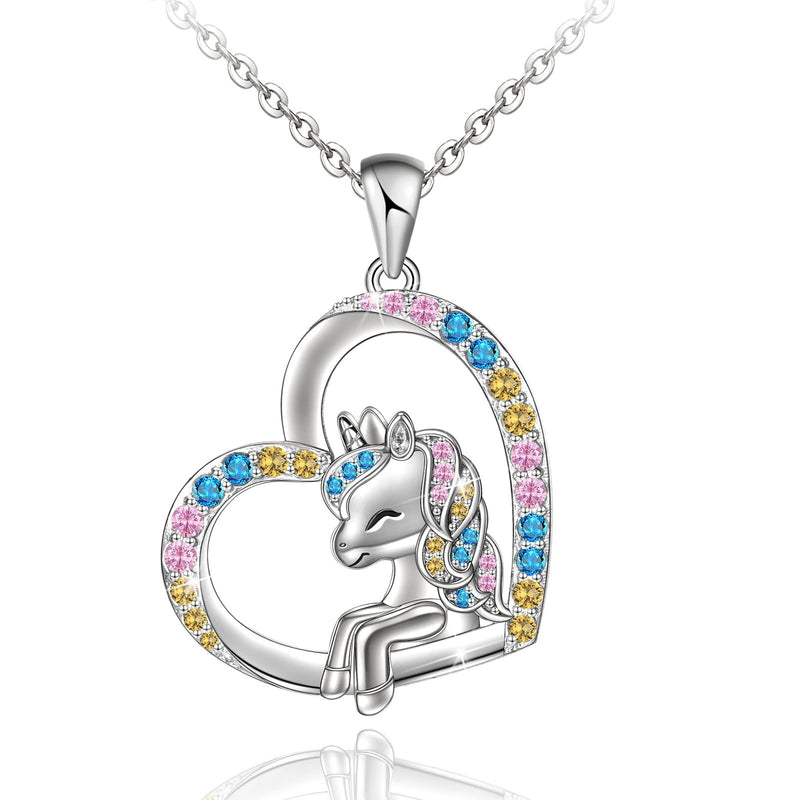 Lucky Unicorn Heart Sterling Silver Necklace