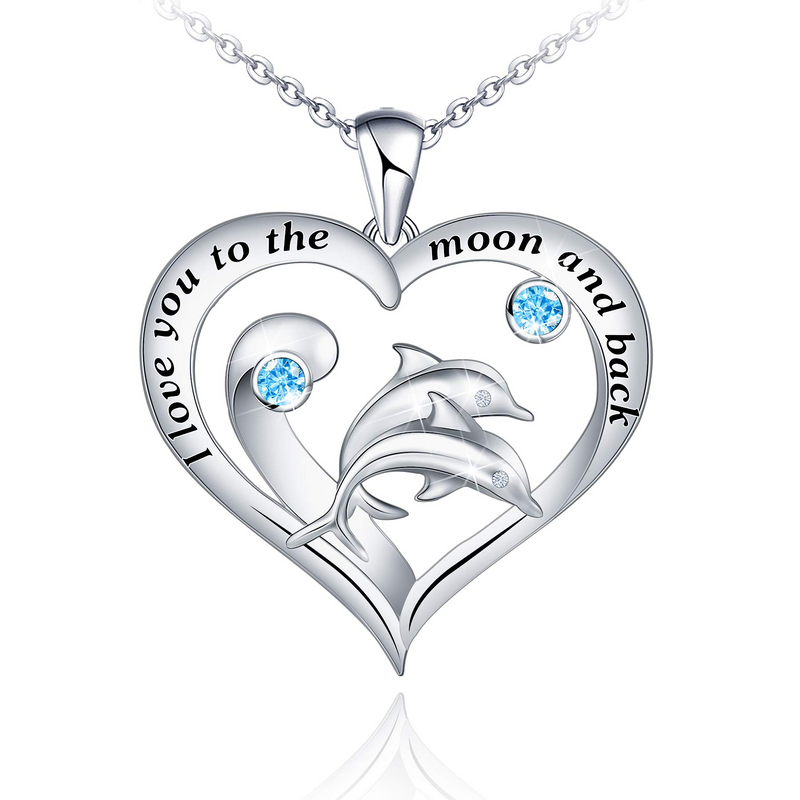 Double Dolphin Sterling Silver Necklace