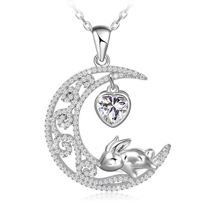 Cute Bunny Moon Sterling Silver Necklace