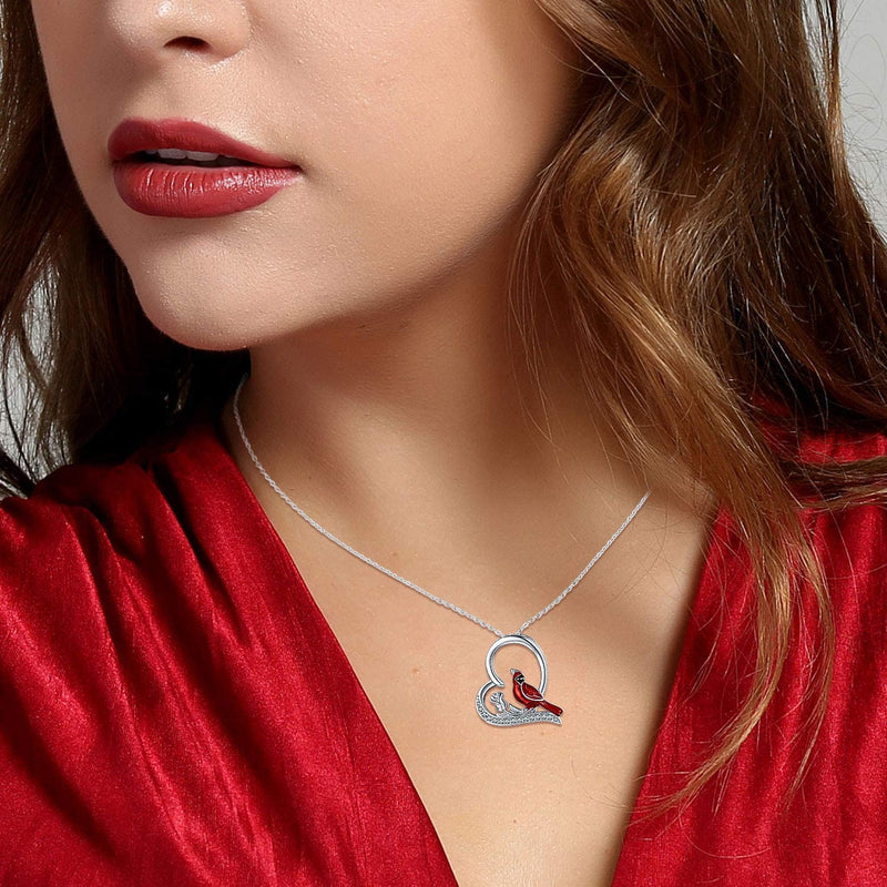 Cardinal Rose Heart Sterling Silver Necklace