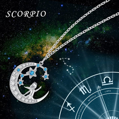 Zodiac 12 Constellation Scorpio Sterling Silver Necklace