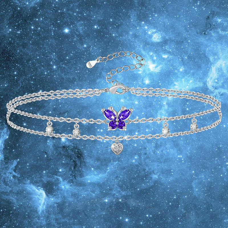 Double Layered Butterflies Sterling Silver Anklet