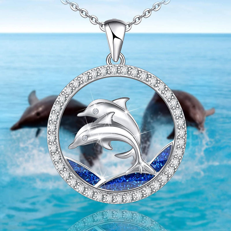 Double Dolphin Sterling Silver Necklace