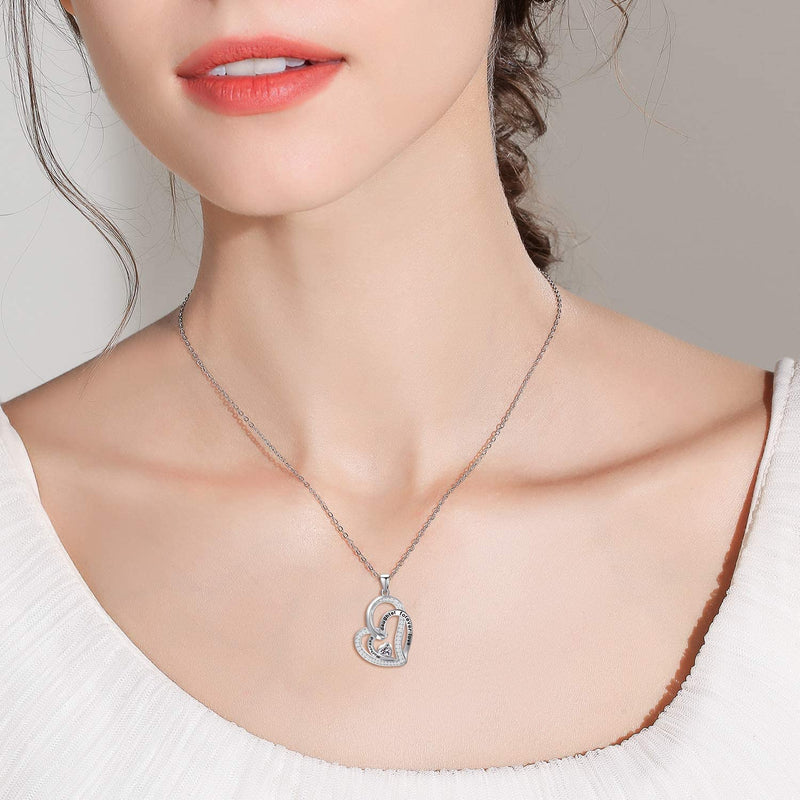 Double Heart Sterling Silver Necklace