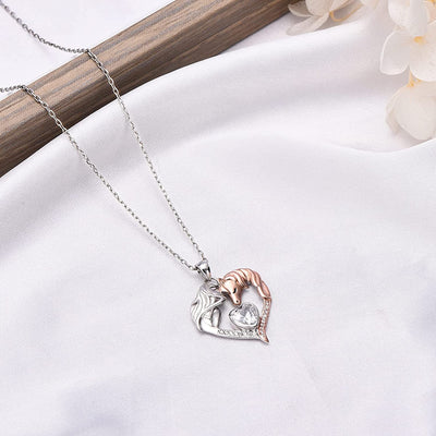 Horse And Girl Heart Sterling Silver Necklace