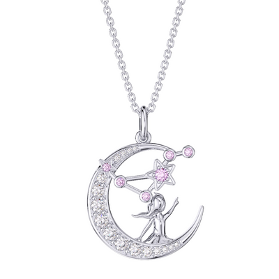 Zodiac Libra 12 Constellation Birthstone Necklace Sterling Silver