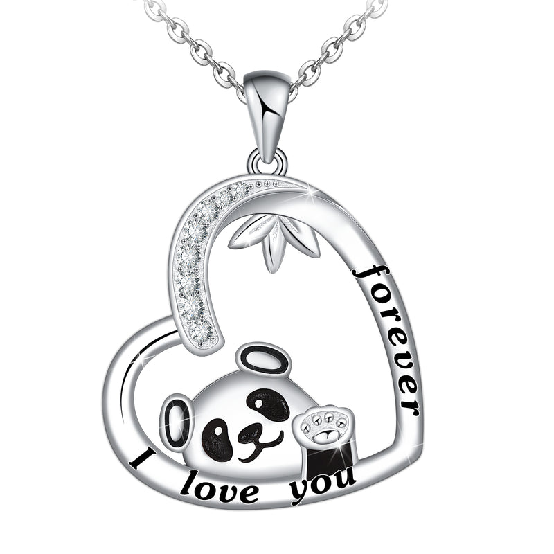 Love Heart Panda 925 Sterling Silver Necklace