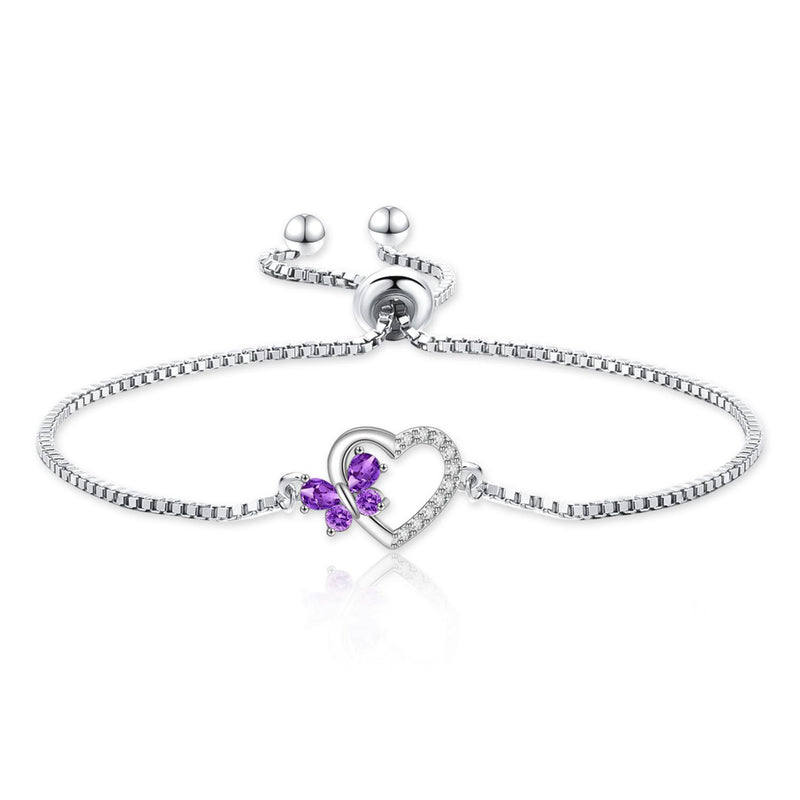 Love Heart Butterfly Sterling Silver Bracelet