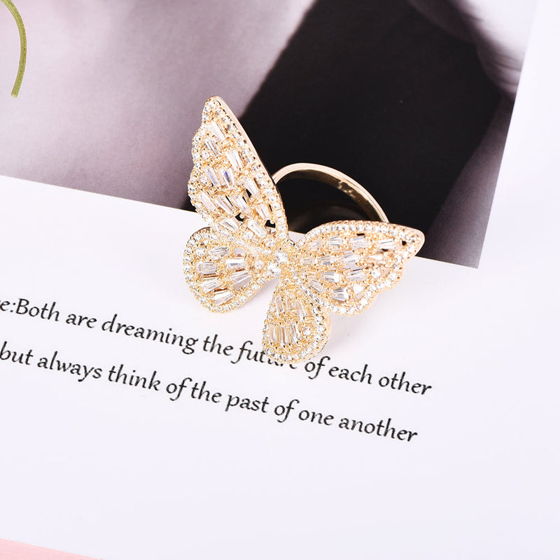 Sparkling Cubic Zirconia Butterfly Ring