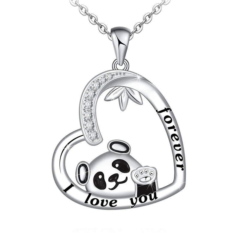 Love Heart Panda 925 Sterling Silver Necklace