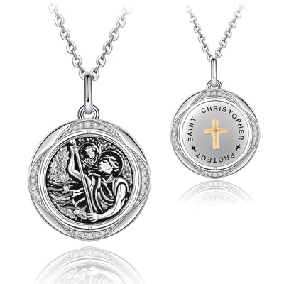 St Christopher Amulet Sterling Silver Necklace