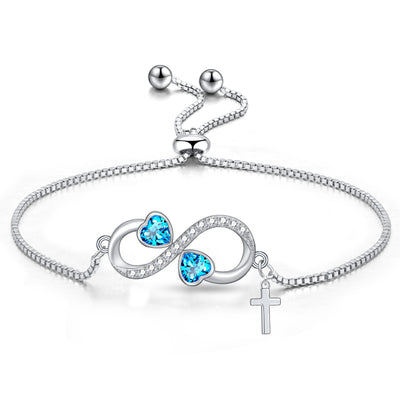 Love Heart Cross Sterling Silver Bracelet