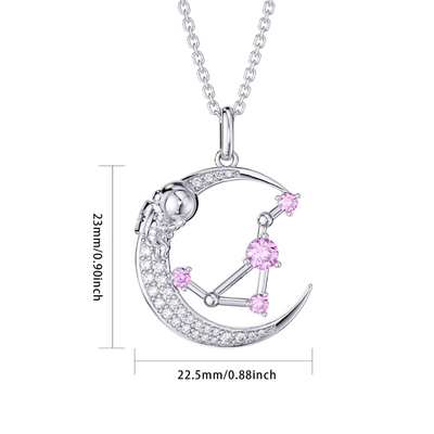 Libra Constellation Zodiac 12 Horoscope Astrology Astronaut On Moon Necklace Sterling Silver