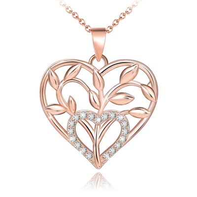 Tree Of Life Love Heart Sterling Silver Necklace