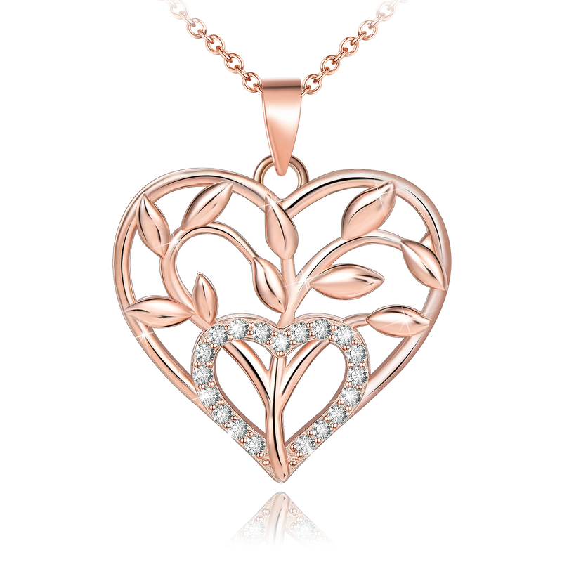 Tree Of Life Love Heart Sterling Silver Necklace