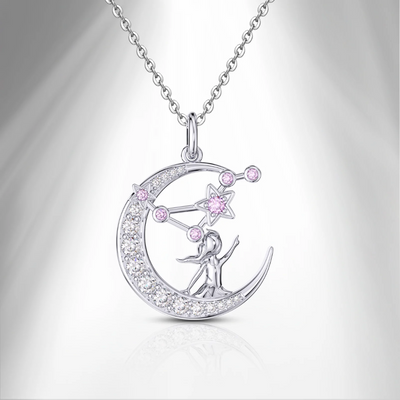 Zodiac Libra 12 Constellation Birthstone Necklace Sterling Silver