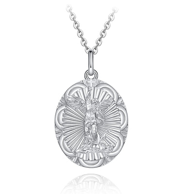 St Michael  Amulet Sterling Silver Necklace
