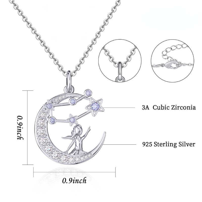 Zodiac Gemini 12 Constellation Birthstone Necklace Sterling Silver