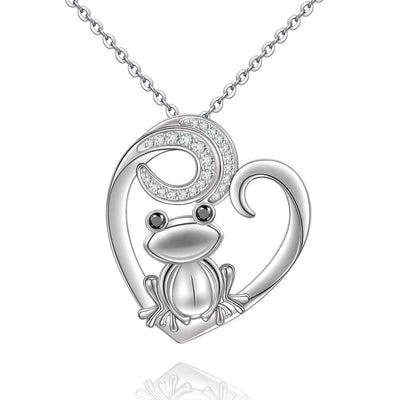 Frog Love Heart Sterling Silver Necklace