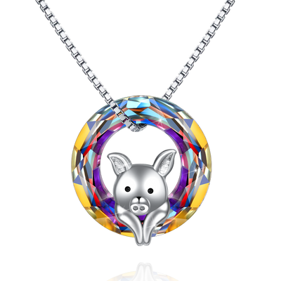 Lovely Pig Crystal Sterling Silver Necklace