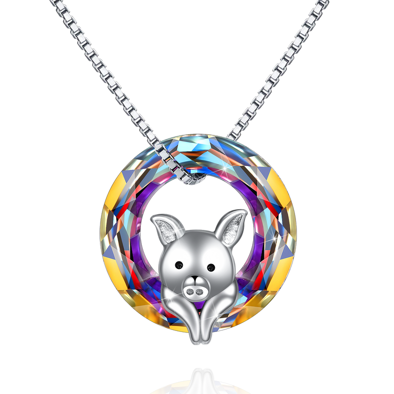 Lovely Pig Crystal Sterling Silver Necklace