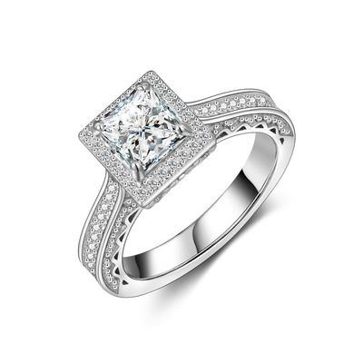 Engagement Wedding Sterling Silver Ring Set
