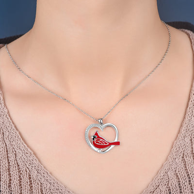 Cardinals Heart Sterling Silver Necklace