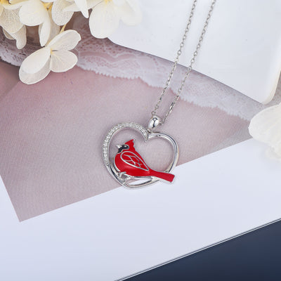 Cardinals Heart Sterling Silver Necklace