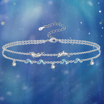 Two Dolphins Sterling Silver Anklet