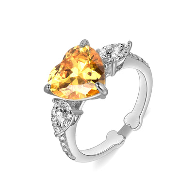 Yellow zircon Sterling Silver love ring