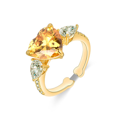 Yellow zircon Sterling Silver love ring