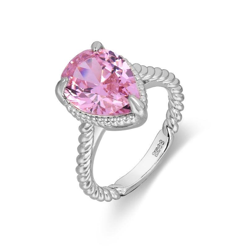 Pink water drop Sterling Silver ring