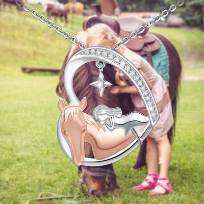 Horse And Girl Heart Sterling Silver Necklace