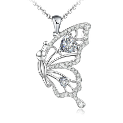 Magnetic Combination Friendship Butterfly Sterling Silver Necklace