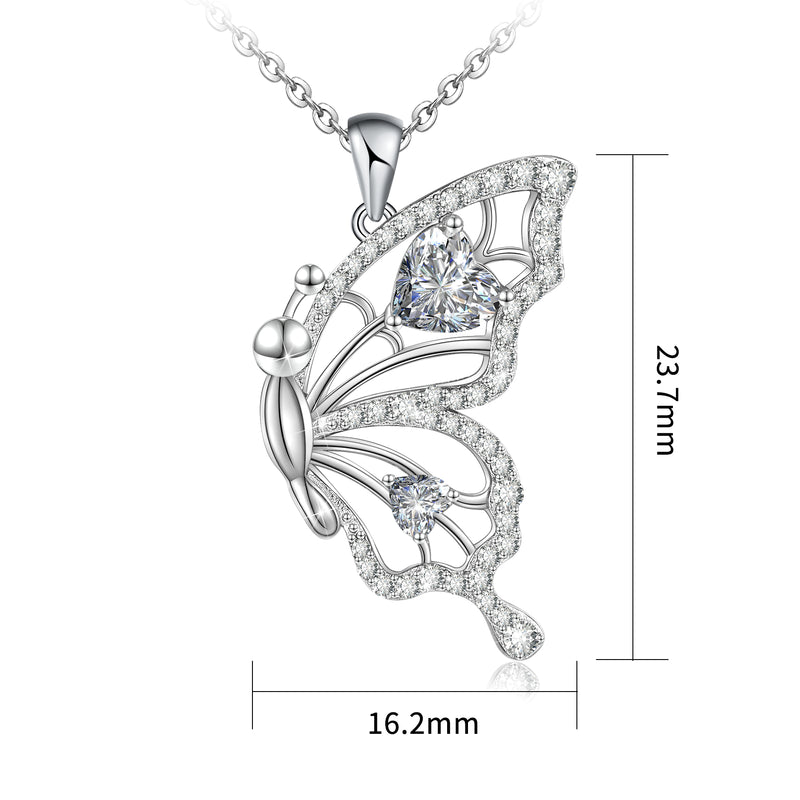 Magnetic Combination Friendship Butterfly Sterling Silver Necklace