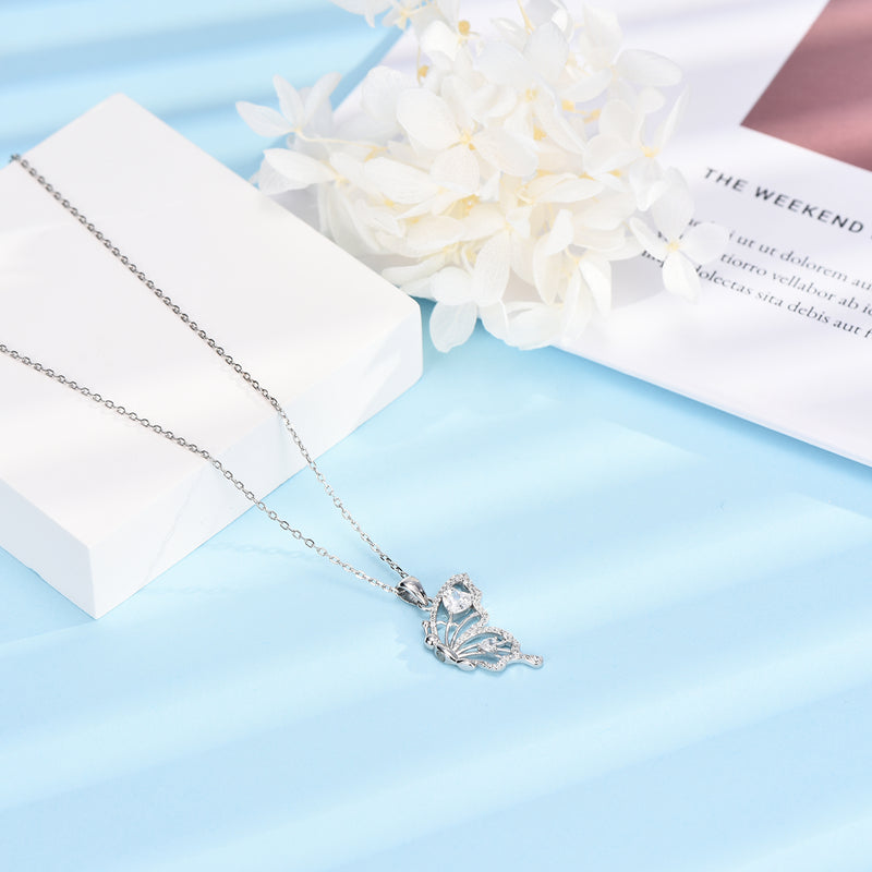 Magnetic Combination Friendship Butterfly Sterling Silver Necklace