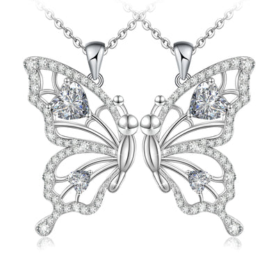 Magnetic Combination Friendship Butterfly Sterling Silver Necklace