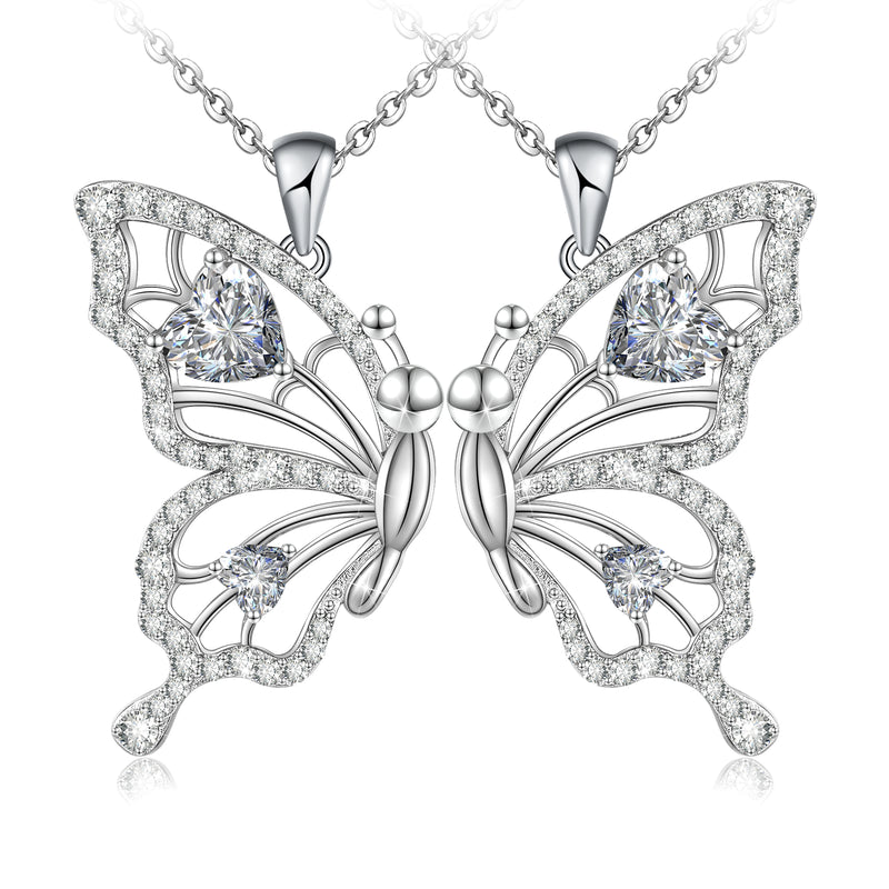 Magnetic Combination Friendship Butterfly Sterling Silver Necklace