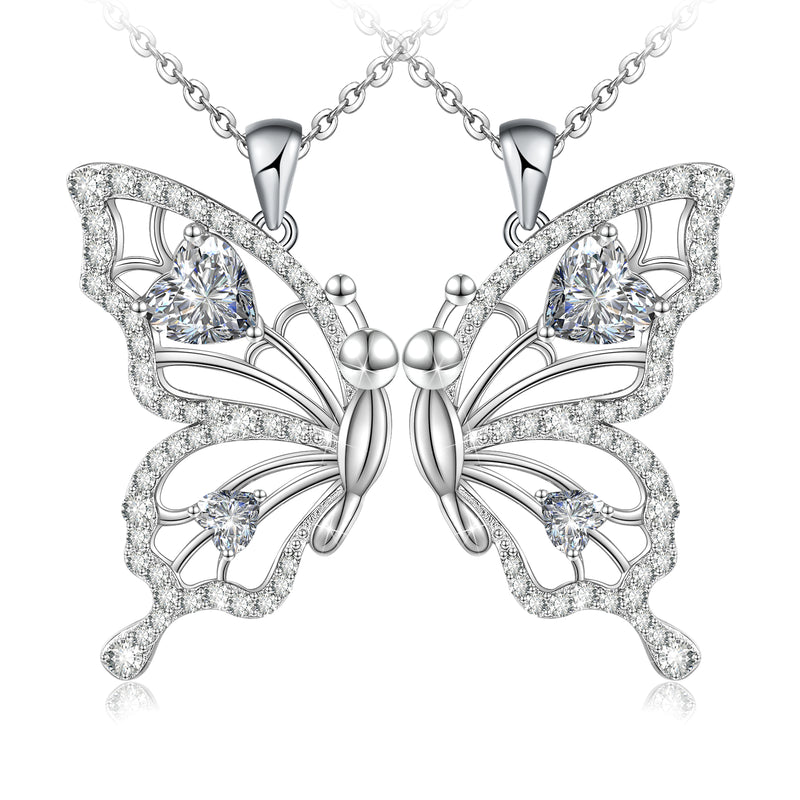 Magnetic Combination Friendship Butterfly Sterling Silver Necklace