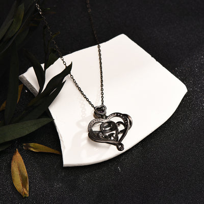 Gothic Black Skull Necklace Sterling Silver