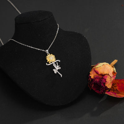 Sunflower Cross Necklace  Sterling Silver